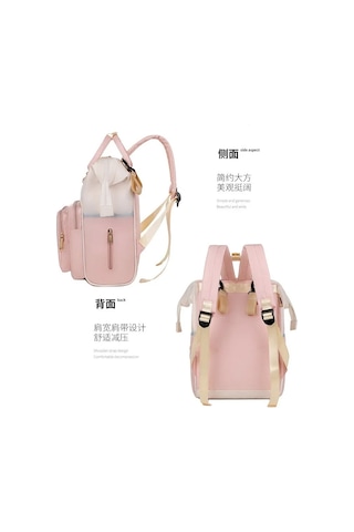 Jialan Çok Fonksiyonlu Büyük Kapasiteli Anne Çantaları Geziler Pembe