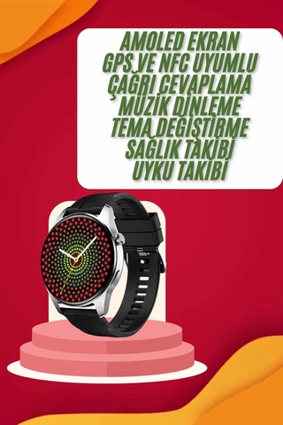 Yuvarlak Kasa 46mm Akıllı Saat Android Ve Ios Uyumlu Uyku Ve Zindelik Takibi Diğer