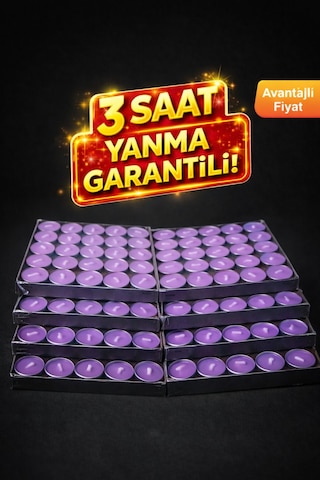 Çooookk Al Az Öde, Tea Lıght Mum 100 Adet Mor Renk