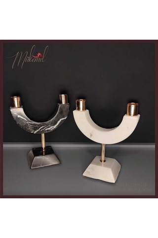 Mermer Mumluklar 2'li Set, Ev Dekorasyonu İçin Modern Dekoratif