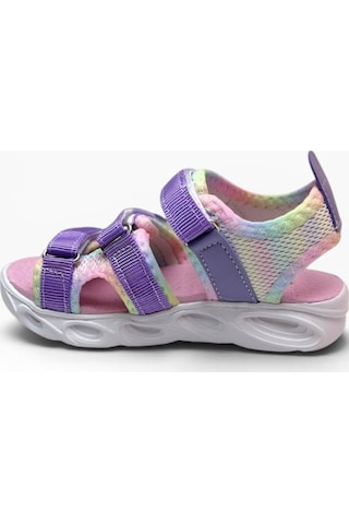 Arzen Bebe 230-26 3 Cırtlı Işıklı Anatomik Kız Çocuk Sandalet Lila Pembe 26-30