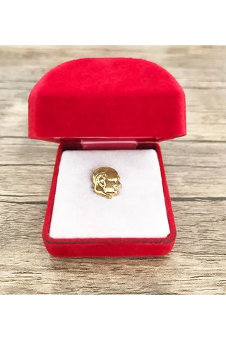Atatürk Büstü Yaka Rozeti Gold Altın