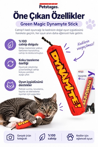Petstages Magic Dinamit Şeklinde Catnip Li Kedi Çiğneme Oyuncağı