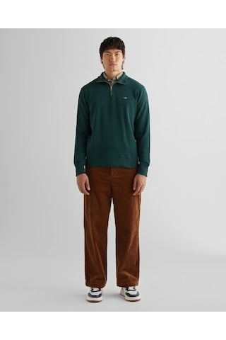 Gant Erkek Yeşil Regular Fit Yarım Fermuarlı Sweatshirt-11381 374-yeşil