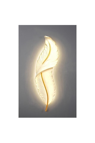 Caju Art & Decoration Büyük Boy Dekoratif Tüy Şekilli Pilli Işıklı Duvar Dekoru Modern Aplik Krem Genel