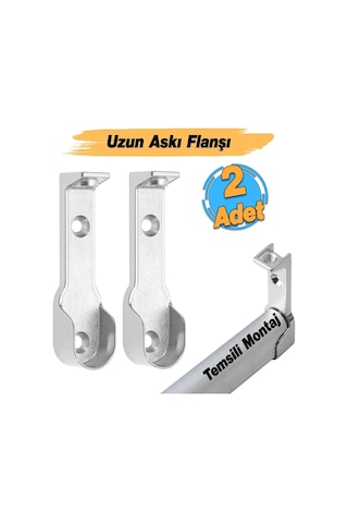 2 Adet Uzun Askı Flanşı Dolap Boru Sabitleme Kıyafet Elbise Askı Flanş Aparatı Krom 70 Mm Diğer