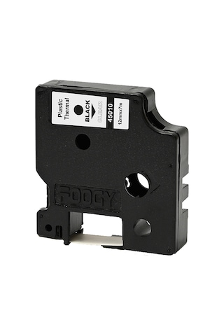 Foogy Dymo D1 Etiket Muadili 12 MM X 7 M Şeffaf -Siyah