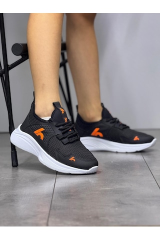 Bağcıklı Unisex Çocuk Spor Ayakkabısı-siyah-orange-322 Siyah - Turuncu