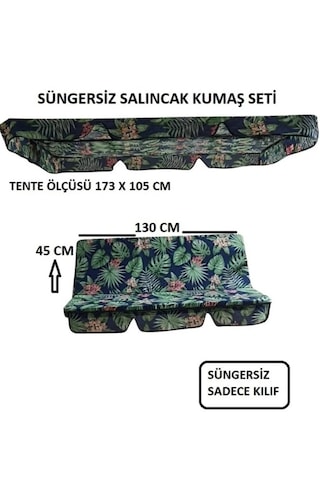 2 Kişilik Lüks Salıncak Kılıf Seti Süngersiz Yaprak Desen Yeşil