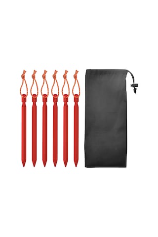 Kosona Kamp Tente Alüminyum Üçgen Çivi 6 Adet, Hafif Ve Dayanıklı, Kayma Engeli, Kırmızı, Taşınabilir Çanta İçerir Kırmızı