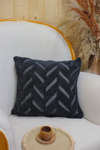 Chevron Welsoft Jakarlı Dekoratif Kırlent Kılıfı 43x43 Cm - Ztchevron Siyah-