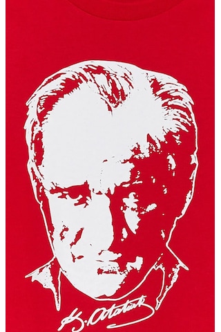 Kısmetsepeti Atatürk Baskılı İmza Detay Kırmızı Uzun Kollu Sweatshirt