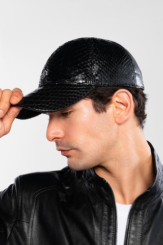 Tamer Tanca Erkek Hakiki Deri Siyah Şapka 524 Yln Sapka Sk20-21 Sıyah Yılan Siyah