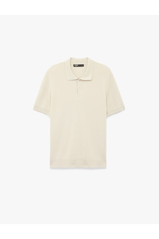 Koton Regular Fit Viskon Polo Yaka Kısa Kollu Triko Tişört Bej 6sam70038ht Ekru