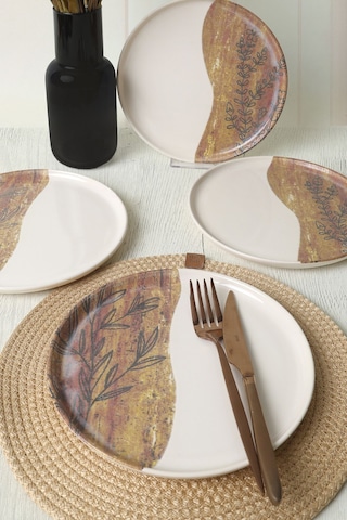 Keramika Terra Leaf Nordıc Pasta Tabağı 22 Cm 4 Adet / 22969-70 Çok Renkli