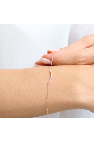 Pırlanta Montür Zarif Dalga Rose Renk İkili Gümüş Set