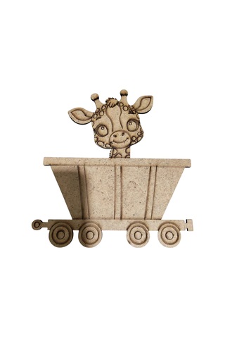 Boyanabilir Ahşap Vagonlu Zürafa Figürü 14x13 Cm 10 Adet