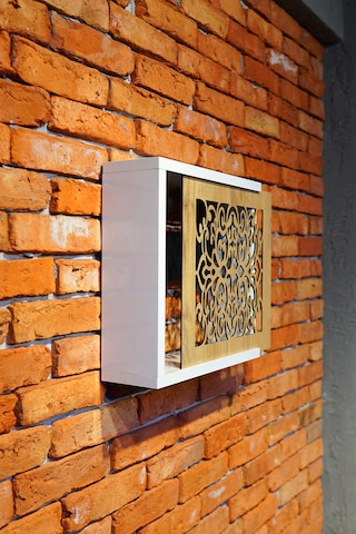 Modem Saklama Kutusu Sürgülü Yana Açılır 35 X 35 Motifli Meşe