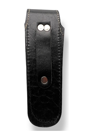 No:6 Siyah Deri Çakı Kılıfı Bıçak Kılıfı Kapalı Hali 12cm - 15.5cm Arası Çakılar İçindir Siyah