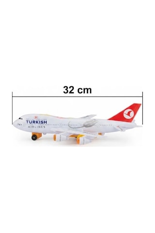 Işıklı Ve Sesli Thy Yolcu Uçağı İniş Takımı Model Kuyruklu 32 Cm Kaliteli Eğlenceli Oyuncak Uçak