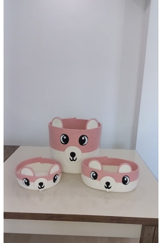 Organizer Üçlü Sepet Takımı Kız Çocukları İçin Açık Pembe