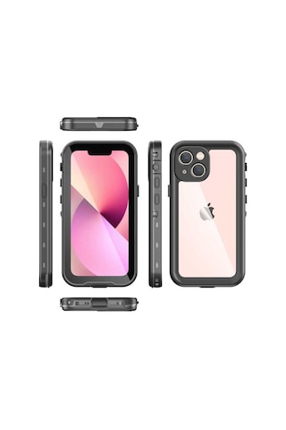 Apple Uyumlu iPhone 13 Mini Kılıf 1-1 Su Geçirmez Kılıf Siyah