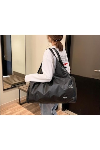 Yumuşak Naylon Bez Omuz Spor Salonu Yoga Çantası Siyah Siyah