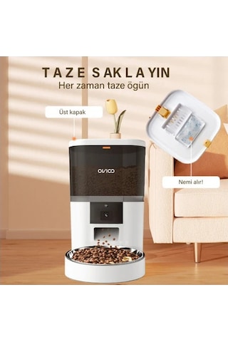 Ovıoo QQ005 Kameralı Wifi Paslanmaz Kase Kedi Köpek Besleyici 6 L