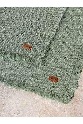 Cotton Box Bath Rug Set Yeşil 75x125 60x90 Yeşil