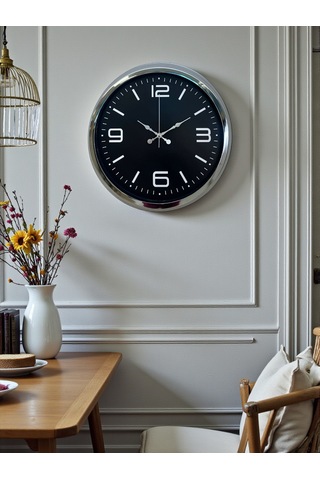Elegance 40 Cm Metal Büyük Rakamlı Modern Tasarım Krom