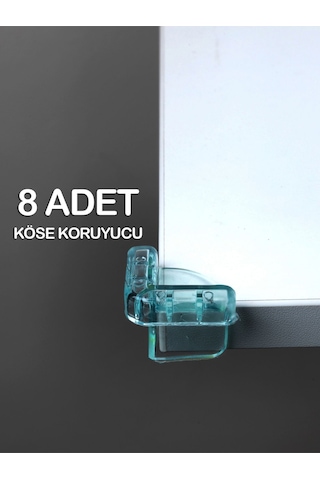 8 Adet Bebek Çocuk Masa Kenar Köşe Koruyucu Pvc Köşe Koruma Yeşil