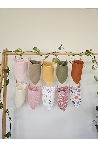 3Baby Pamuklu Çift Katlı Çıtçıtlı Müslin Bebek Fular - Salya Önlük - 10 Adet Çok Renkli 3Baby Pamuklu Çift Katlı Çıtçıtlı Müslin Bebek Fular - Salya Önlük - 10 Adet Çok Renkli