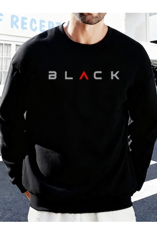 Tarzsokak Siyah Harfli Yaratıcı Baskı Erkek Temel Giyim Bol Sweatshirt Spor Sokak Stili Kazak Rahat Yum Siyah