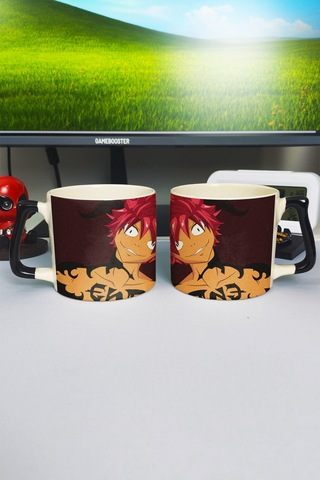 Fairy Tail Anime Baskılı Seramik Lüks Kupa 1 Adet Özel Siyah Kulp Dalga Kulp V2d Çok Renkli