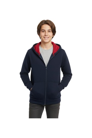 Lacivert Fermuarlı Kapüşonlu Cepli Kız Erkek Sweatshirt Bgl-st05000 Lacivert