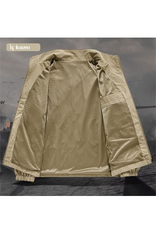 Sonbahar Yeni Rahat Nefes Alabilen Yumuşak Sade Erkek Ceketi Haki