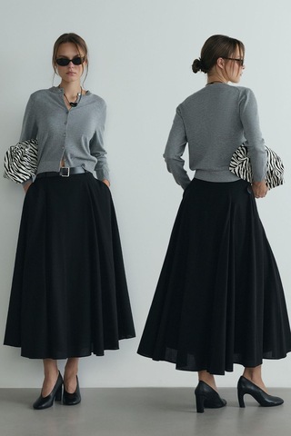 Suud Collection Siyah Liza Kemerli Etek