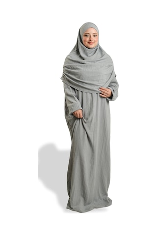 2 Parça Namaz Elbisesi Dokuma Kendinden Desenli 2502 15 Gri