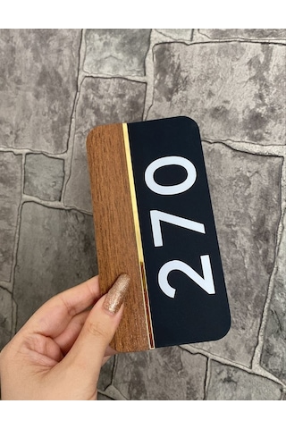 Natural Wooden Serisi Siyah Mat Kapı Numarası
