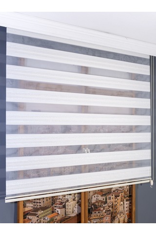 Simli Gold Zebra Stor Perde Sarı