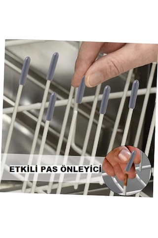 125 Adet Gri - Pas Önleyici Bulaşık Sepet Aksesuarı Kapakları