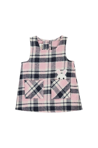 Civil Baby Tavşan Nakış Gömlekli Oduncu 6-18 Ay Elbise - Ekru