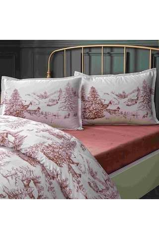 Linens Sc Allday Chalet Nevresim Takımı Çift Kişilik Bordo Bordo