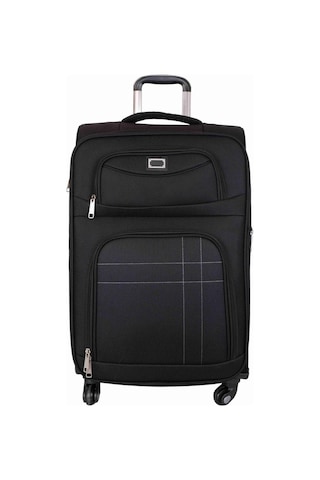 Bagacar Ultra Hafif Körüklü Kumaş Büyük Boy Valiz Siyah