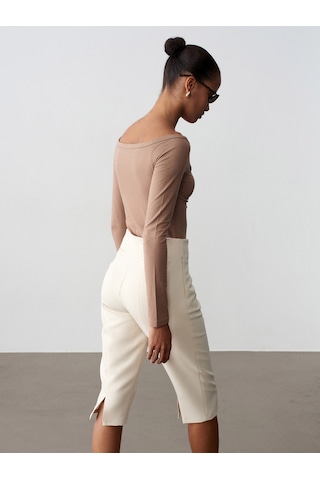 Dilvin 32661 Düğme Detaylı Bodysuit-vizon Vizon