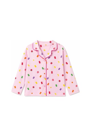 Harıbo Haribo Lisanslı Gömlek Yaka Uzun Kollu Desenli Pijama Takımı Pembe
