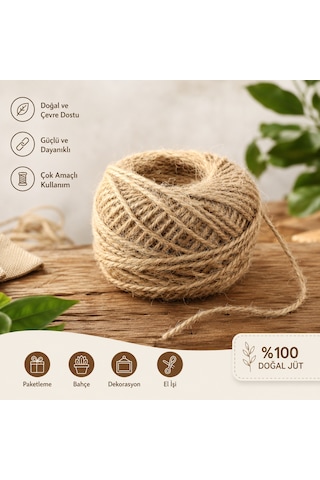 %100 Doğal Jüt İp 10 Adet 850 Metre Jüt Sicim, Kendir İp Görünümlü Dekoratif Halat Makrome, Bahçe, Hobi Ve Hediye Paketleme