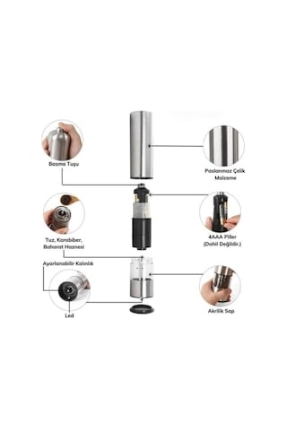 Otomatik Tuz Ve Karabiber Öğütücü Baharat Öğütücü Tuz Karabiber Değirmeni Çok Renkli