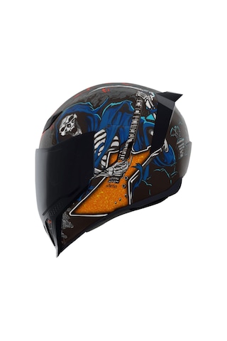 Icon Airflite Trick Or Street 4 Kapalı Motosiklet Kaskı Siyah Mavi Turuncu Kırmızı Siyah - Mavi - Kırmızı