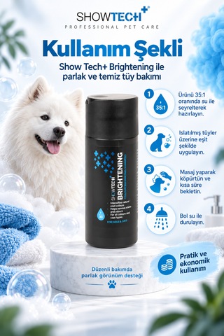 Showtech Brightening Parlatıcı Etkili Kedi Beyaz Köpek Şampuanı 100 Ml - 35:1 Konsantre
